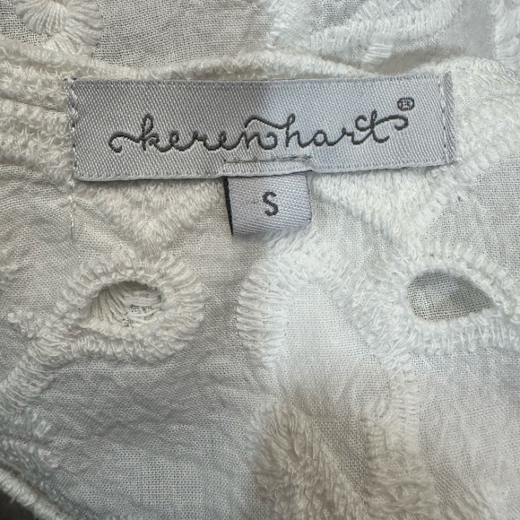 KEREN hart White Embellished Lace & Embroidered 3/4 sleeves Top Size Small - Picture 8 of 8